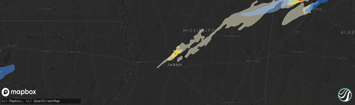 Hail map in Madison, MS on April 12, 2020