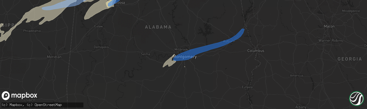 Hail map in Montgomery, AL on April 12, 2020