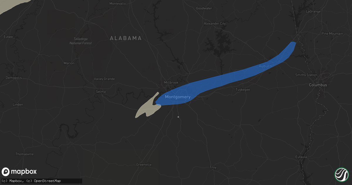 Hail map in Montgomery, AL on April 12, 2020