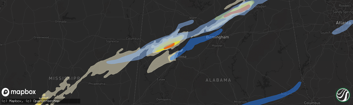 Hail map in Northport, AL on April 12, 2020