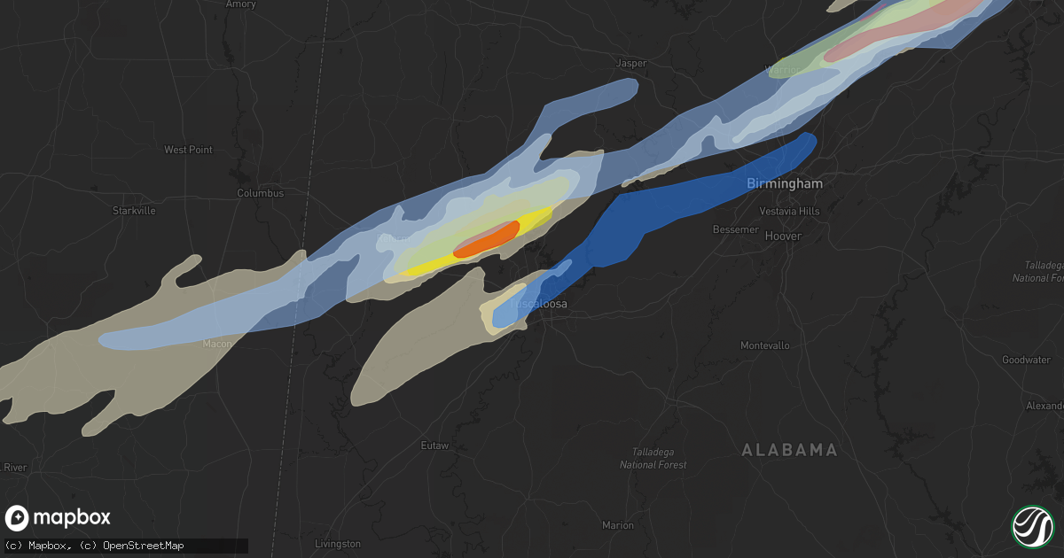 Hail map in Northport, AL on April 12, 2020