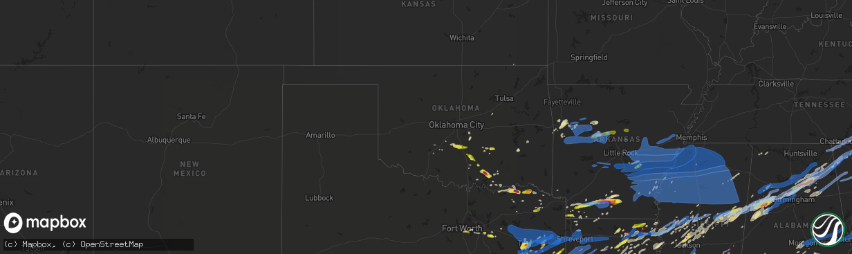Hail map in Oklahoma on April 12, 2020