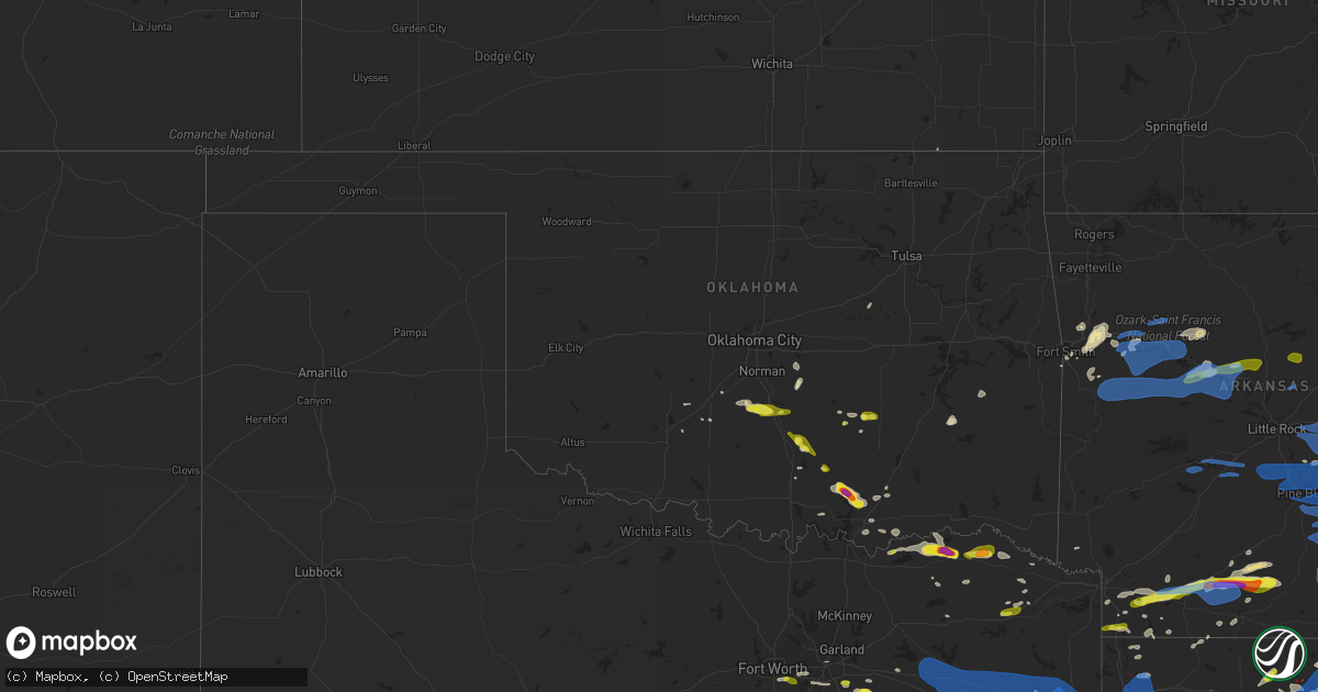 Hail map in Oklahoma on April 12, 2020