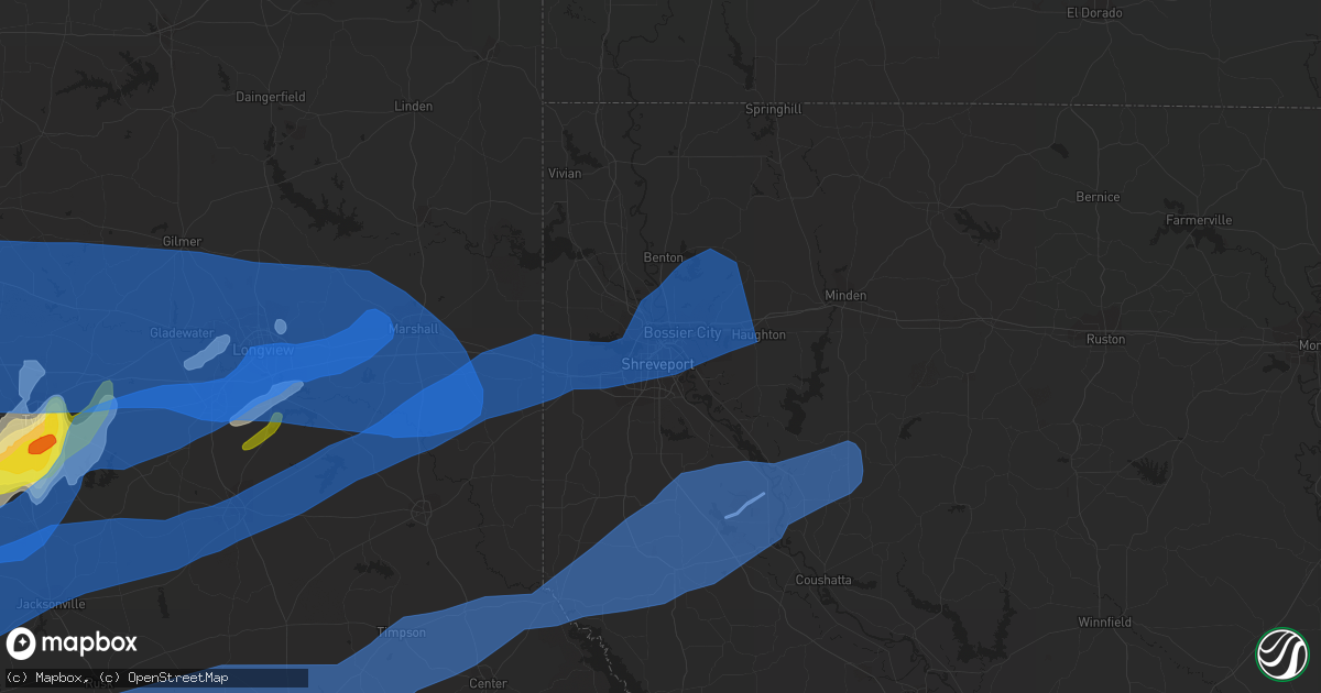 Hail map in Shreveport, LA on April 12, 2020