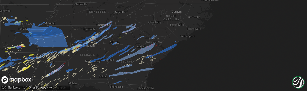 Hail map in South Carolina on April 12, 2020