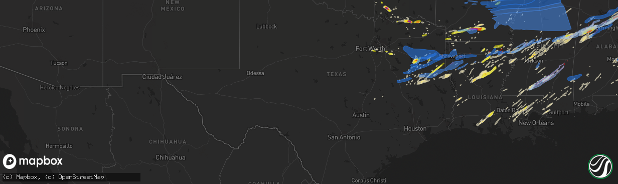 Hail map in Texas on April 12, 2020