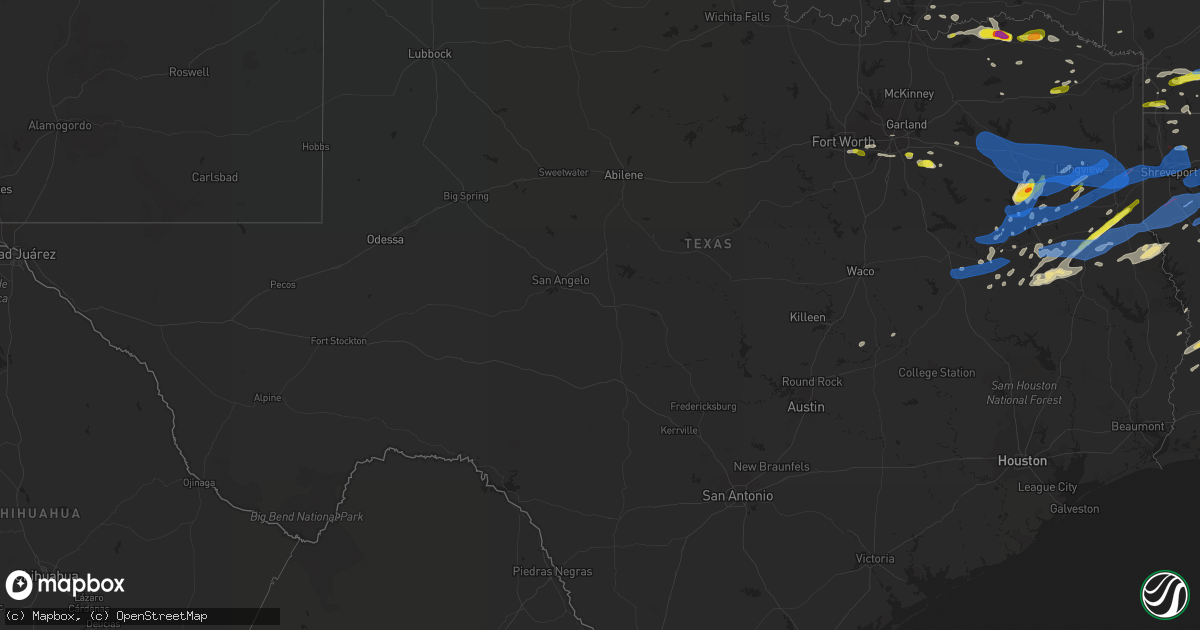 Hail map in Texas on April 12, 2020