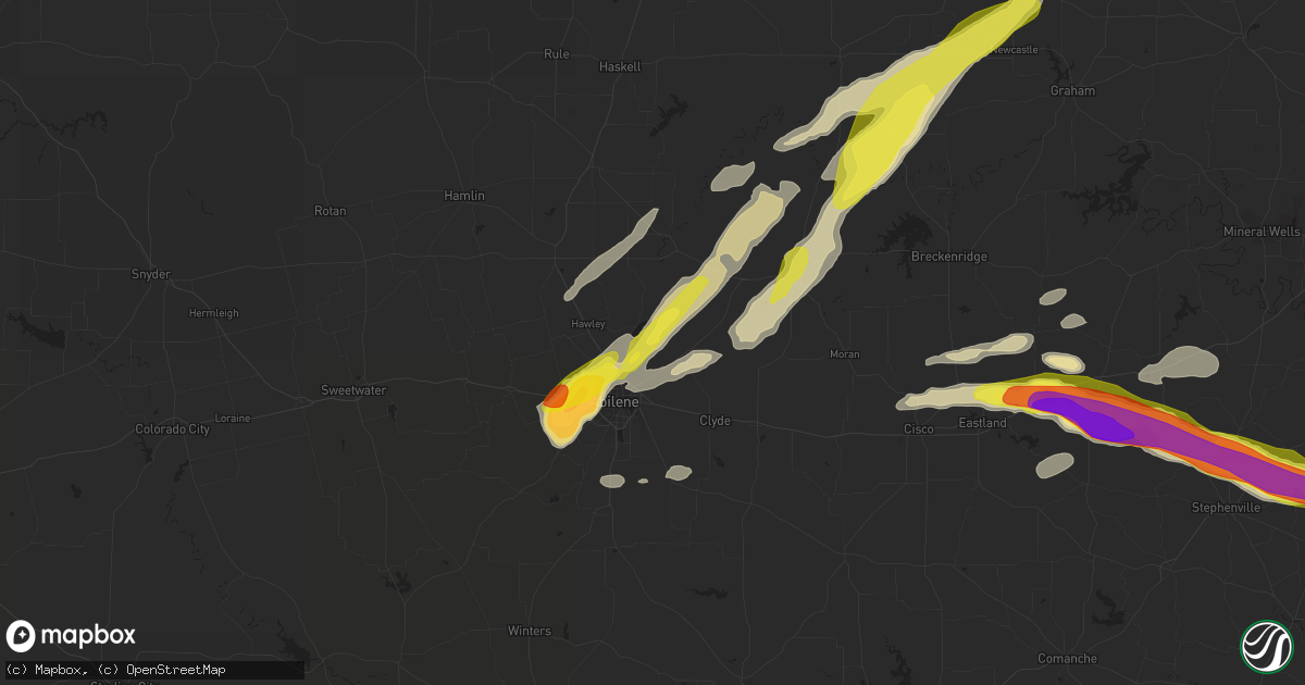Hail map in Abilene, TX on April 12, 2021