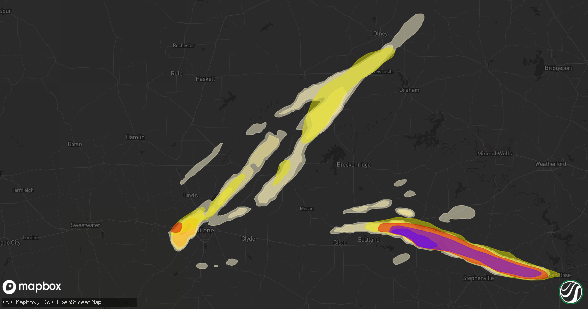 Hail map in Albany, TX on April 12, 2021