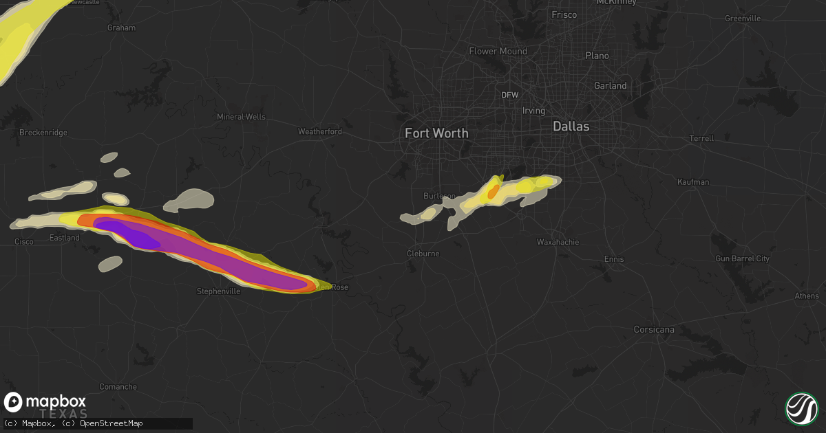 Hail map in Joshua, TX on April 12, 2021