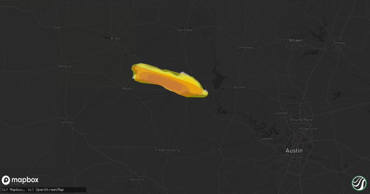 Hail map in Llano, TX on April 12, 2021