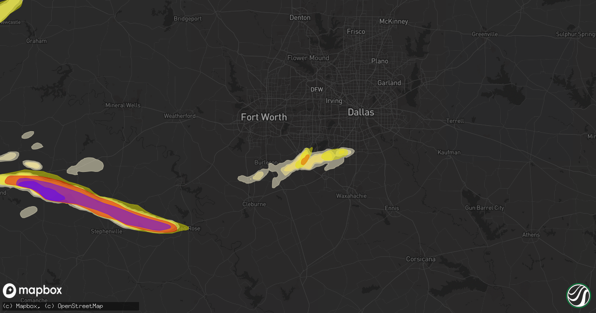 Hail map in Mansfield, TX on April 12, 2021