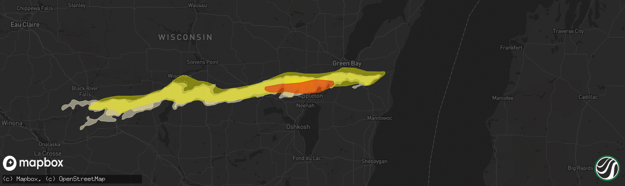 Hail map in Appleton, WI on April 12, 2022