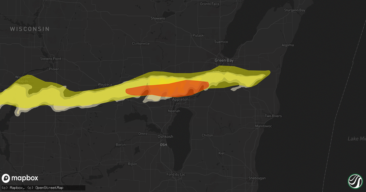 Hail map in Appleton, WI on April 12, 2022