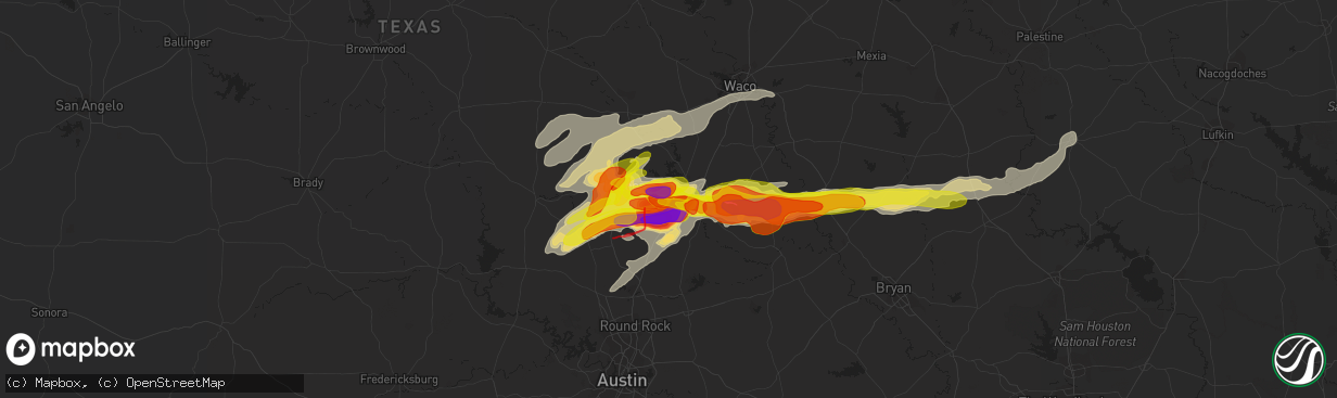 Hail map in Belton, TX on April 12, 2022