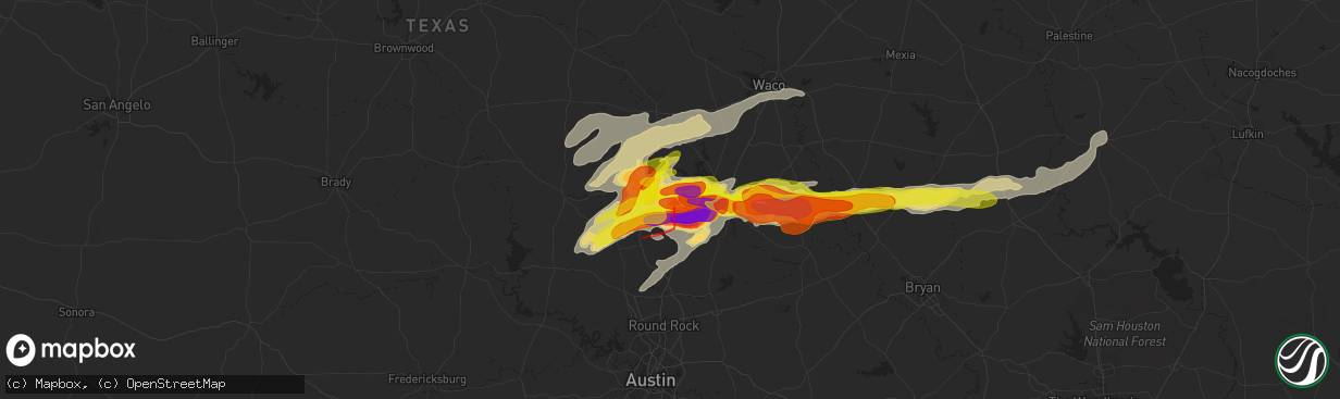 Hail map in Harker Heights, TX on April 12, 2022