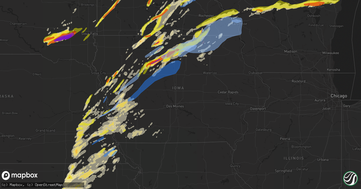 Hail map in Iowa on April 12, 2022