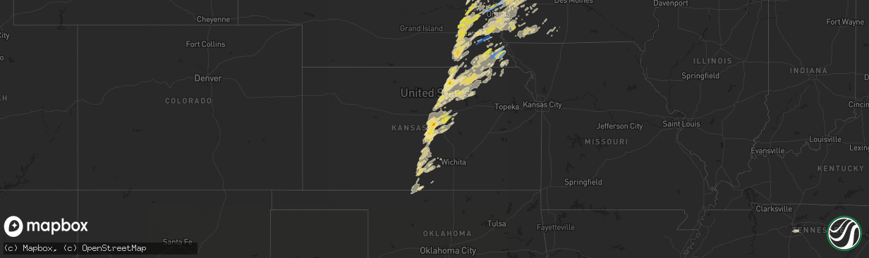 Hail map in Kansas on April 12, 2022