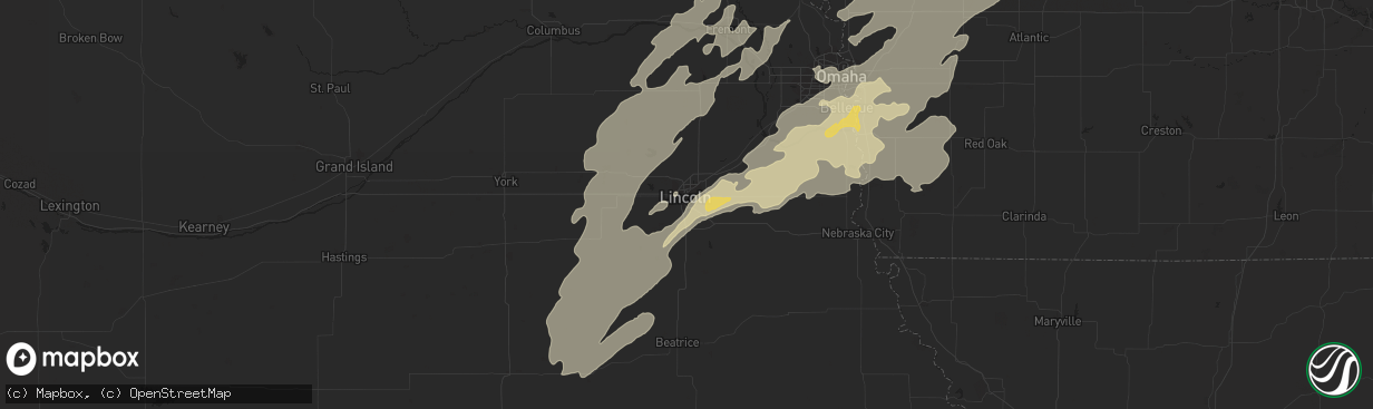 Hail map in Lincoln, NE on April 12, 2022