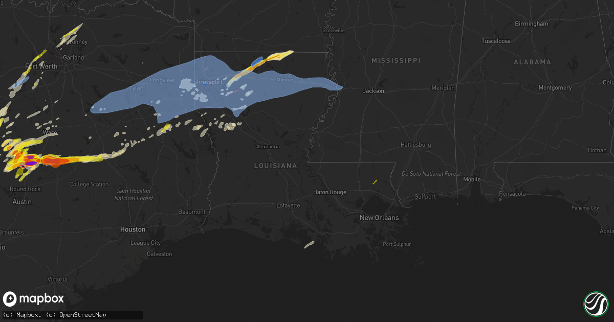Hail map in Louisiana on April 12, 2022