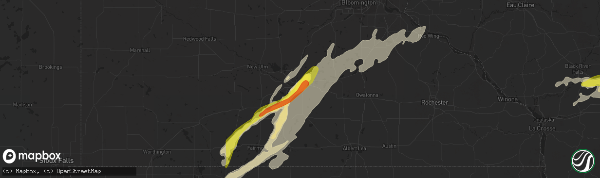 Hail map in Mankato, MN on April 12, 2022