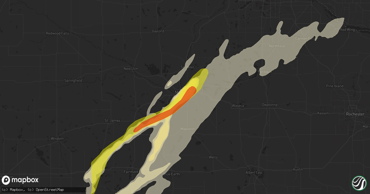 Hail map in Mankato, MN on April 12, 2022
