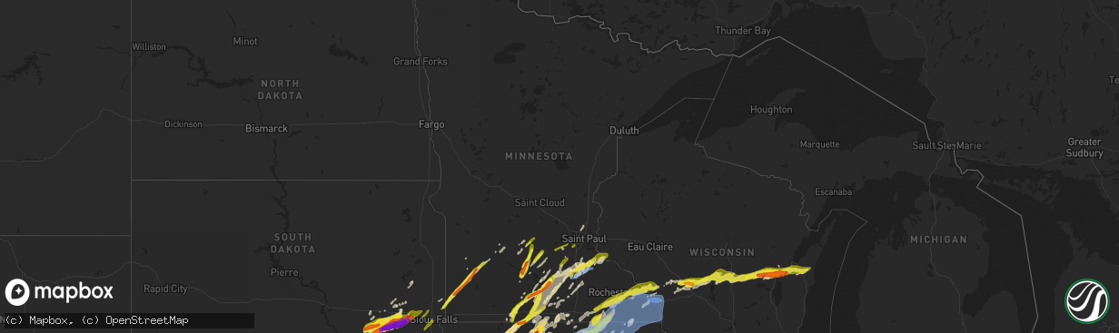 Hail map in Minnesota on April 12, 2022