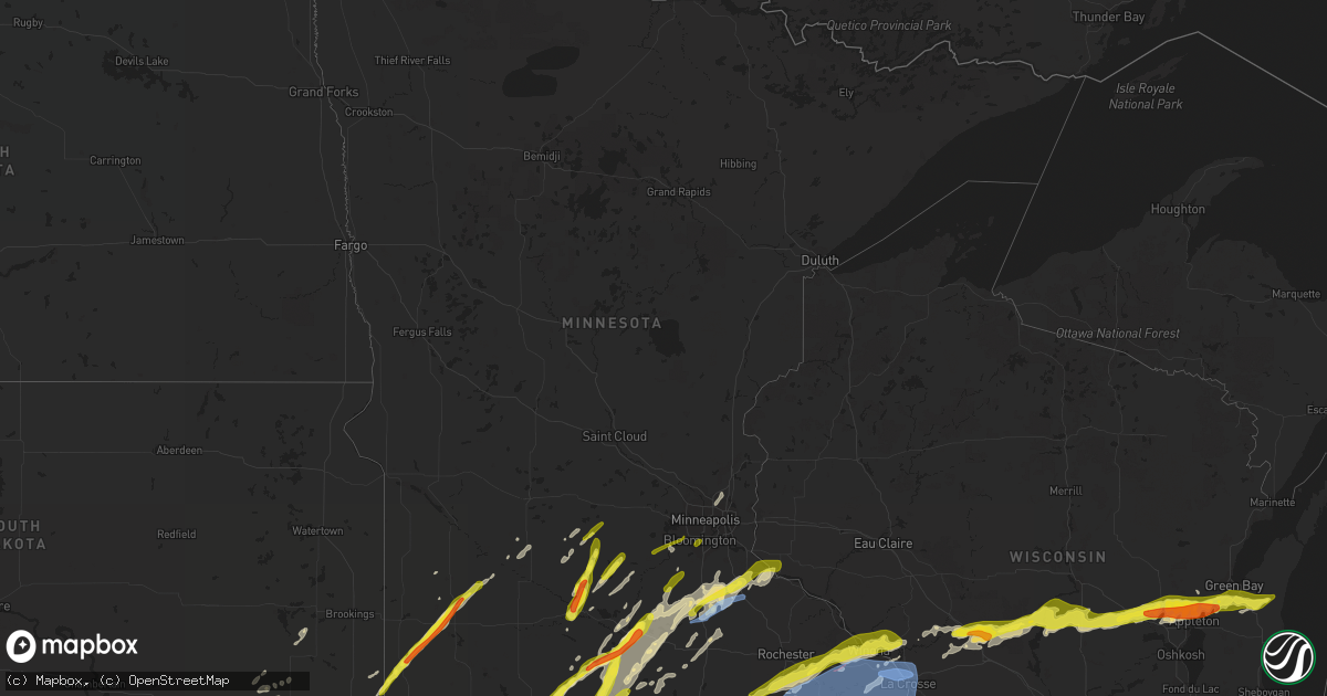 Hail map in Minnesota on April 12, 2022