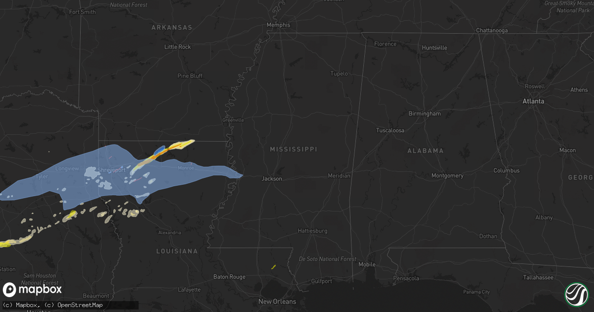 Hail map in Mississippi on April 12, 2022