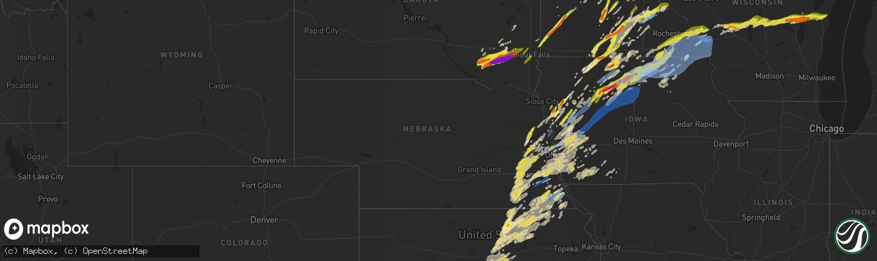 Hail map in Nebraska on April 12, 2022