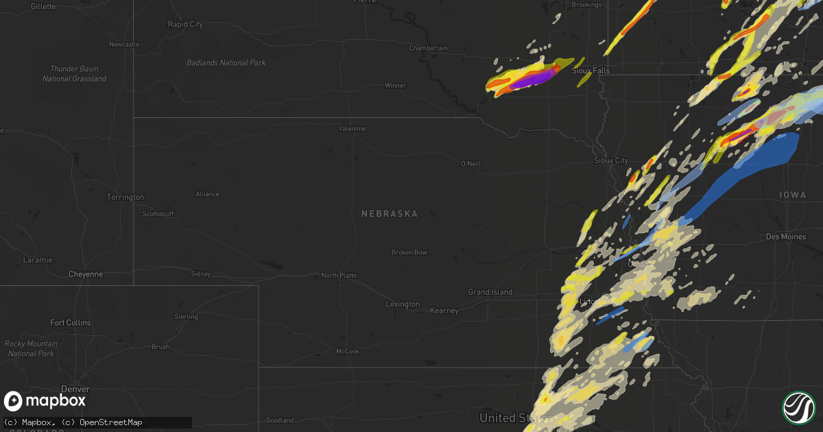 Hail map in Nebraska on April 12, 2022