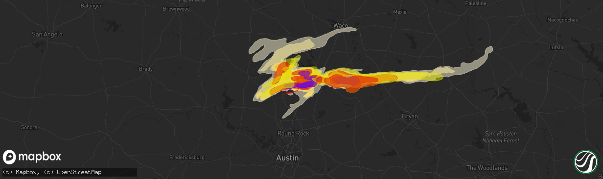 Hail map in Salado, TX on April 12, 2022