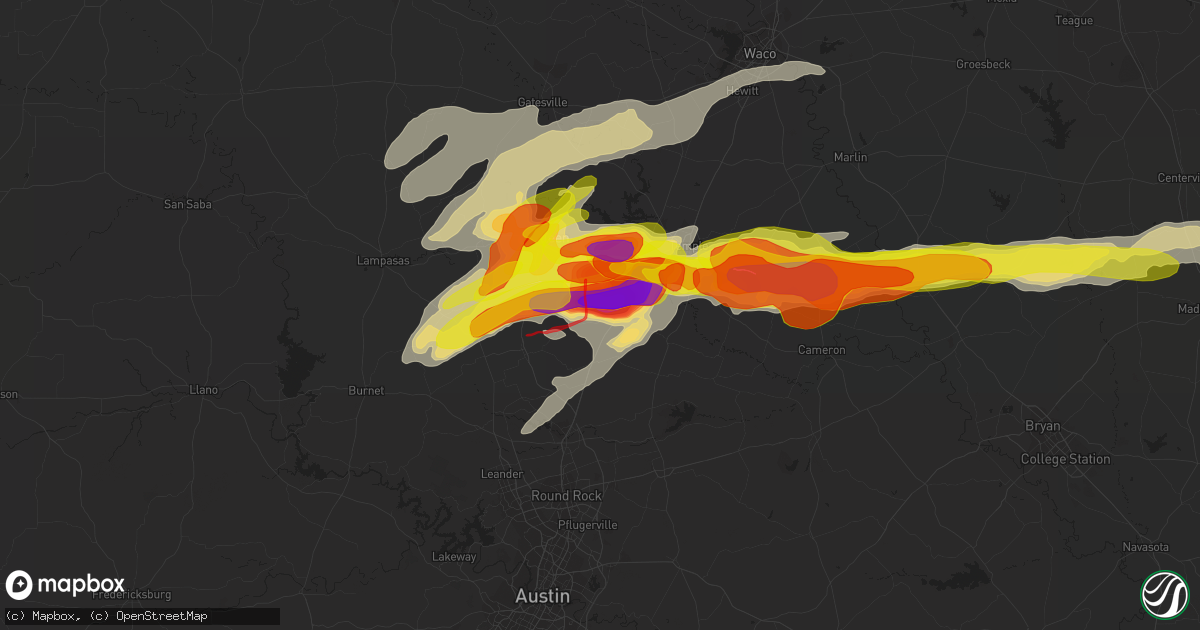 Hail map in Salado, TX on April 12, 2022