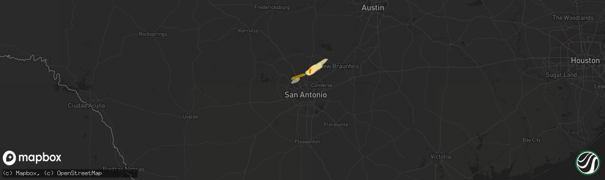 Hail map in San Antonio, TX on April 12, 2022