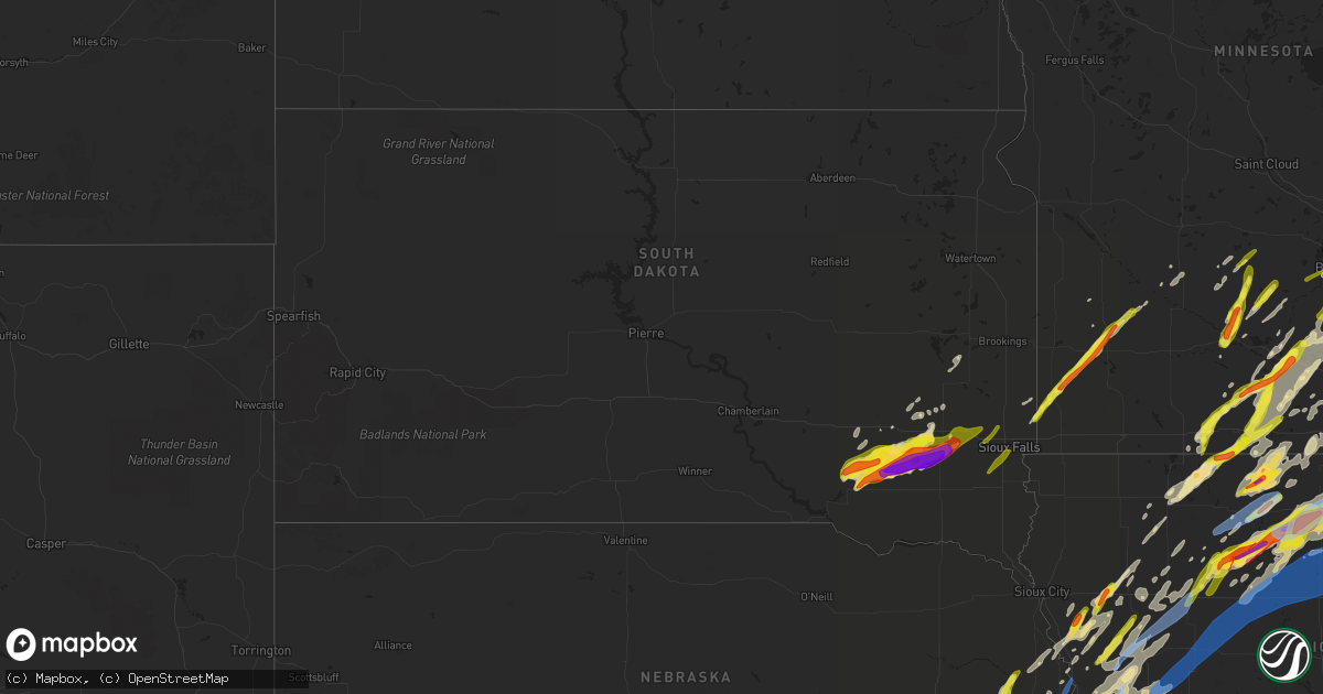 Hail map in South Dakota on April 12, 2022