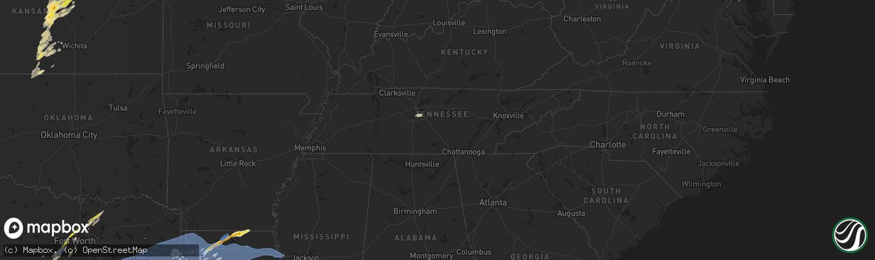 Hail map in Tennessee on April 12, 2022