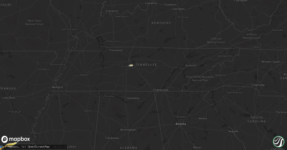 Hail map in Tennessee on April 12, 2022