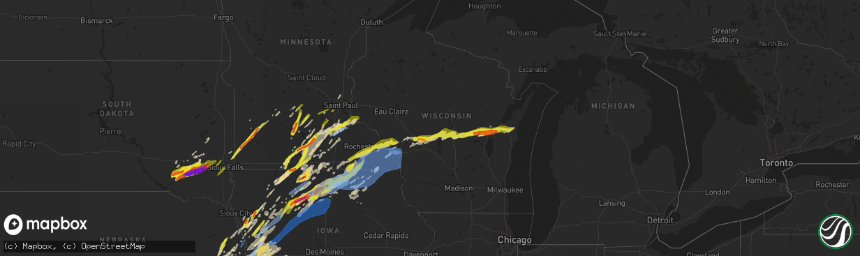 Hail map in Wisconsin on April 12, 2022