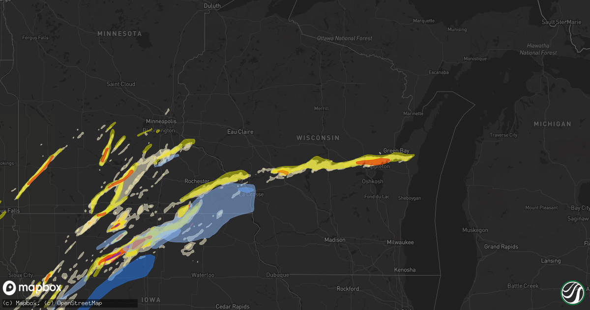 Hail map in Wisconsin on April 12, 2022