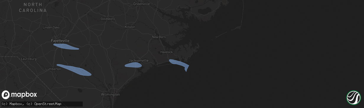 Hail map in Beaufort, NC on April 12, 2024