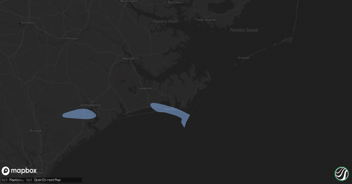 Hail map in Beaufort, NC on April 12, 2024