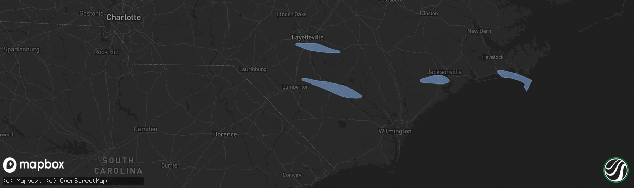 Hail map in Bladenboro, NC on April 12, 2024