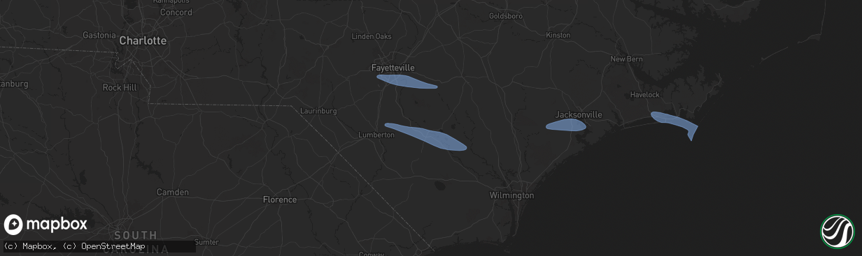 Hail map in Elizabethtown, NC on April 12, 2024