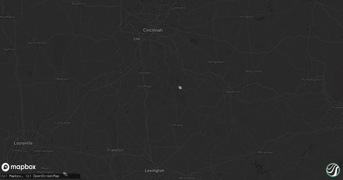 Hail map in Falmouth, KY on April 12, 2024