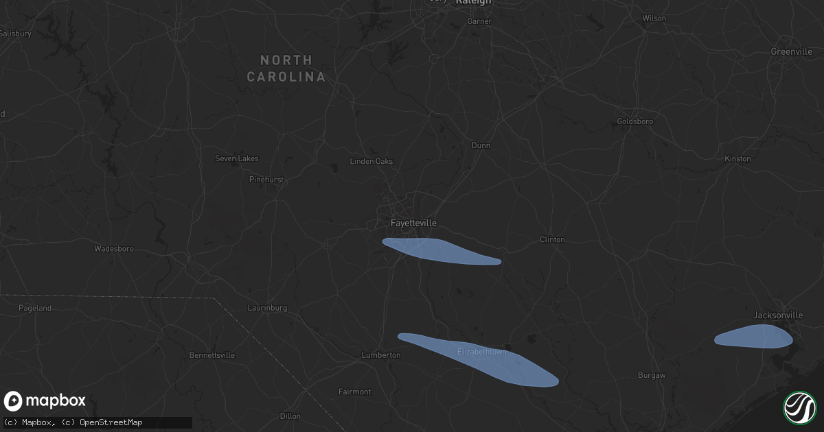 Hail map in Fayetteville, NC on April 12, 2024