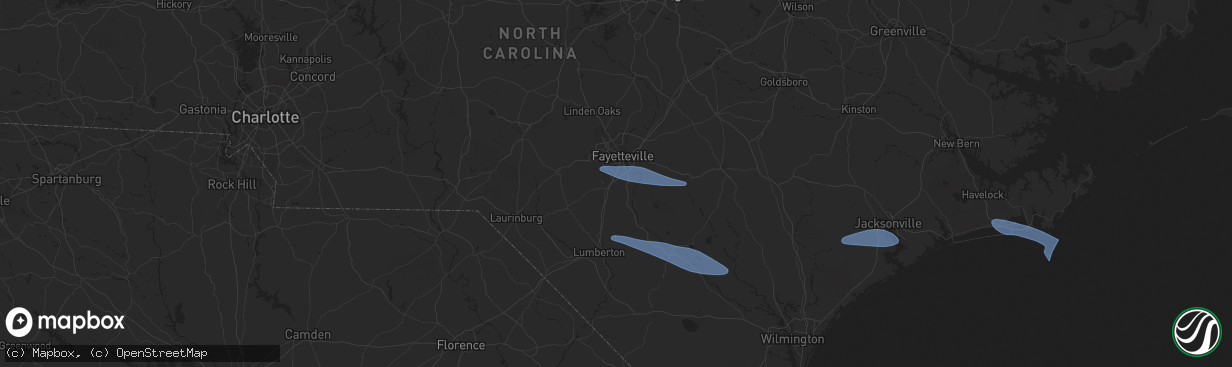 Hail map in Hope Mills, NC on April 12, 2024