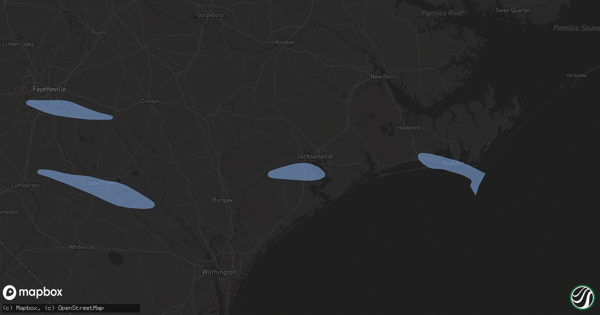 Hail map in Jacksonville, NC on April 12, 2024