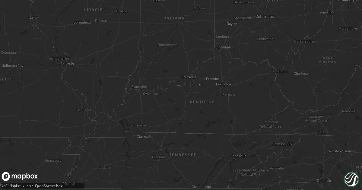Hail map in Kentucky on April 12, 2024