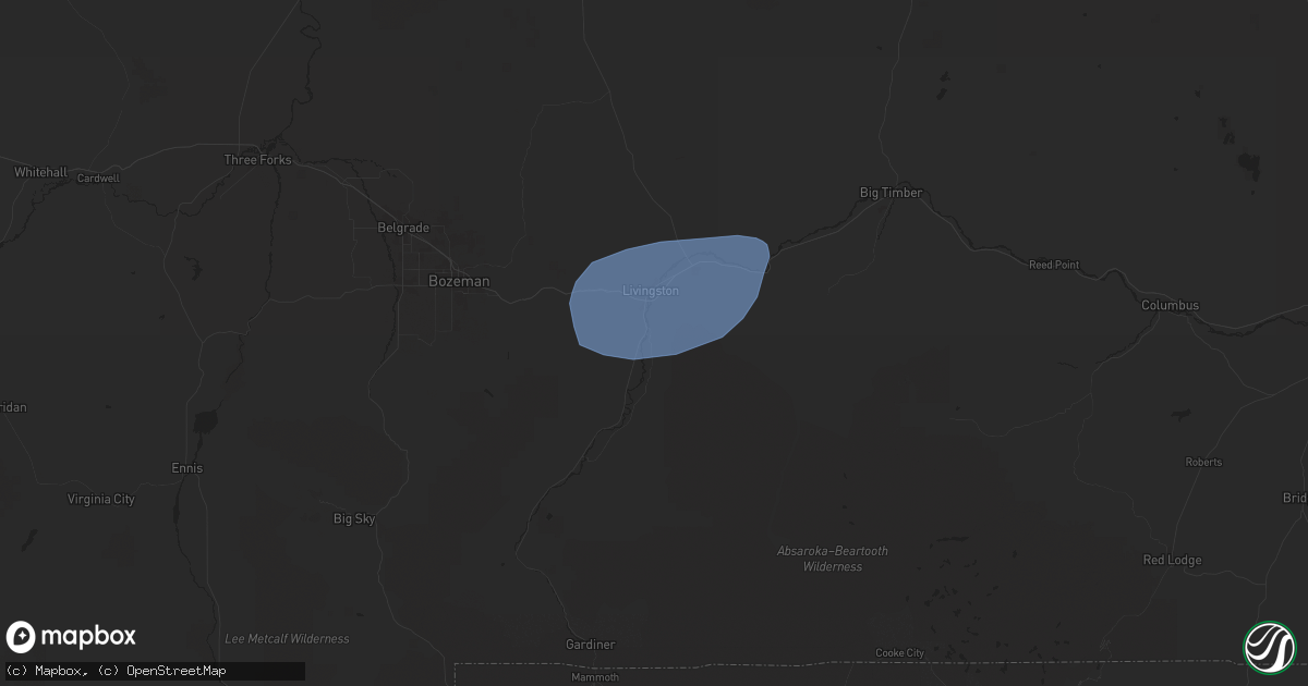 Hail map in Livingston, MT on April 12, 2024