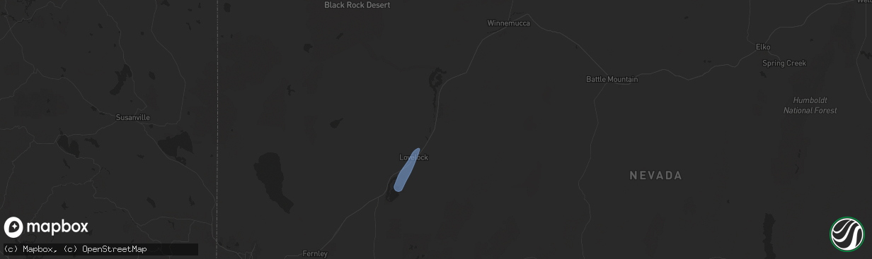 Hail map in Lovelock, NV on April 12, 2024